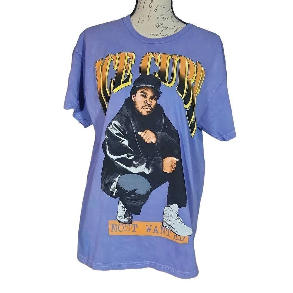 Ice Cube Unisex Size Large Purple Most Wanted Graphic Short Sleeve T-shirt